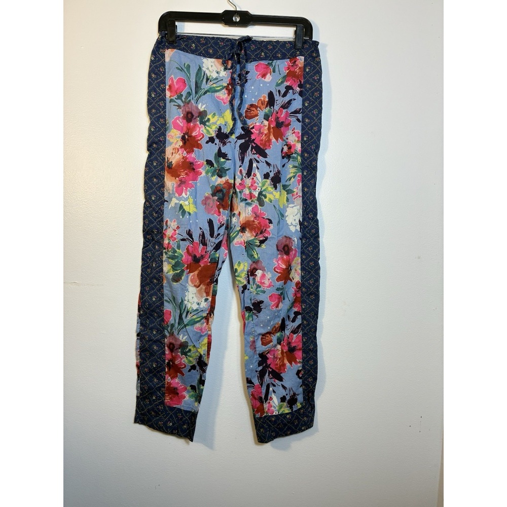 Sundance Pull On Pants XS‎ Floral Straight Leg Lightweight 100% Cotton